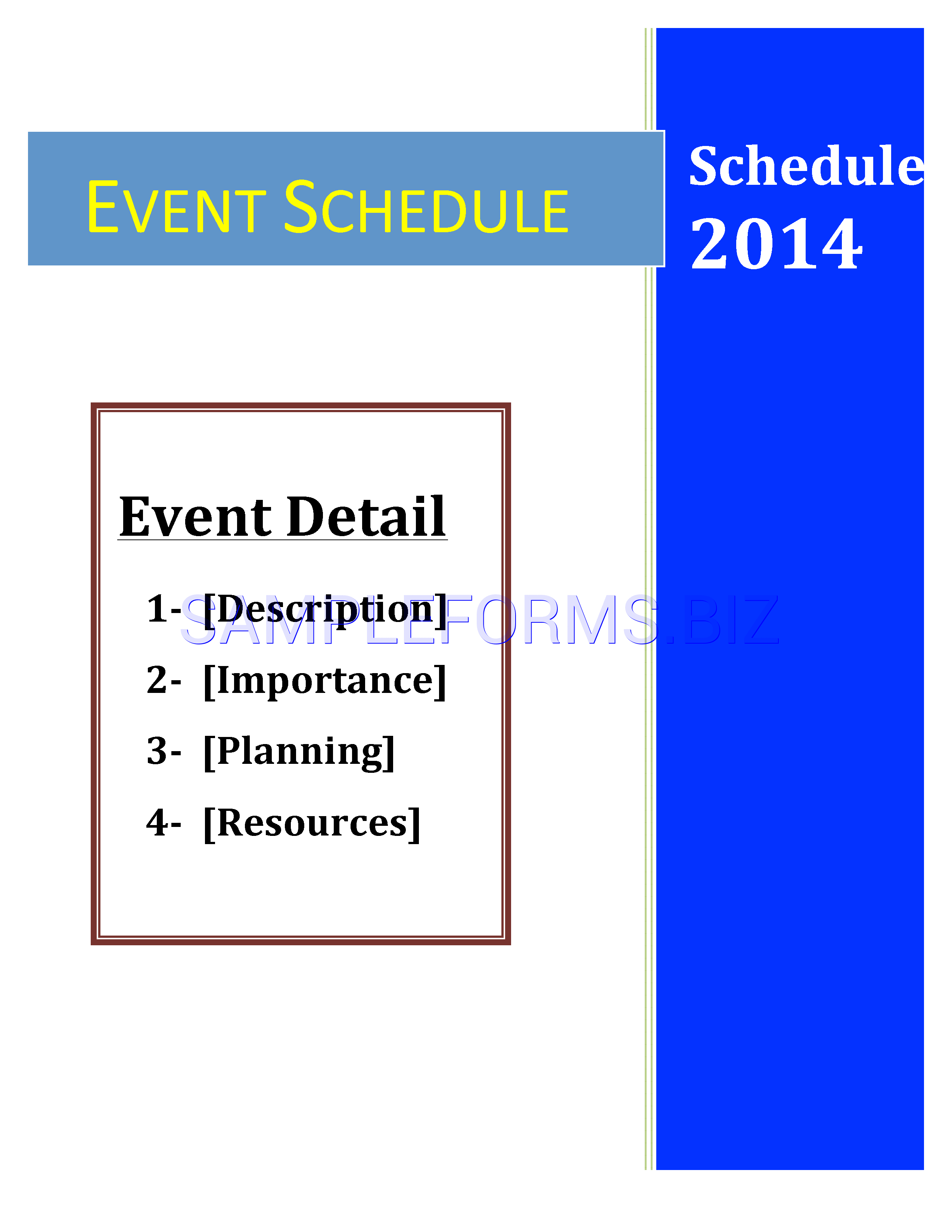 Preview free downloadable Event Schedule Template 1 in PDF (page 1)